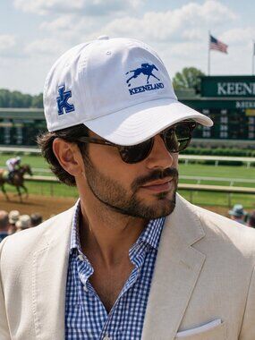 Ahead Keeneland White Blue Logo Adjustable Baseball Cap Hat NWT